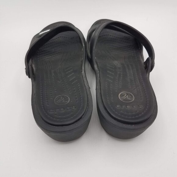 Crocs Patricia Mini Wedge Black Women's Size 9 Strappy Slip On Sandals 10386 - Picture 4 of 7